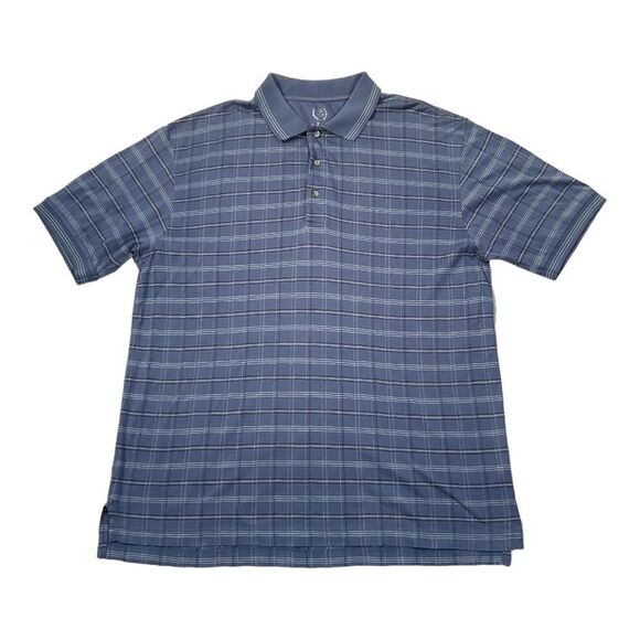 IZOD Golf Stretch Polo Shirt Mens Small Short-Sleeve Heathered Blue Striped - Picture 1 of 8
